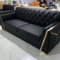Microfiber Fabric 321 Seaters Couch Xinda Factory Modern Living Room Velvet Fabric Sweet Sofa Set With Gold Stainless Steel