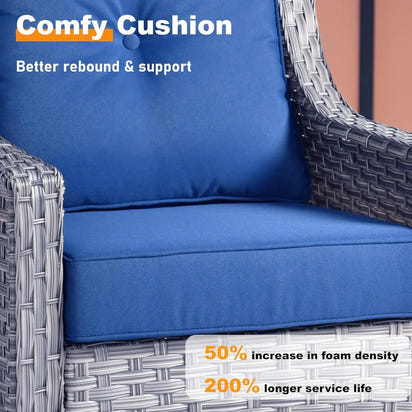 Wicker Outdoor Furniture Patio Conversation Rattan Sofa Set for Garden,Poolside,Backyard,Deck