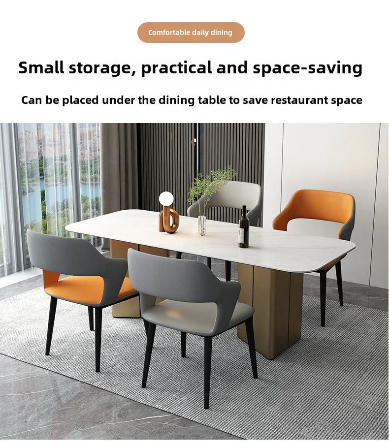 Italian Minimalist Dining Chair Modern Simple Home Chair Hotel Trendy Tech Fabric Makeup Chair Backrest Dining Table furniture