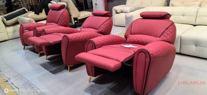 Luxury Electric Recliner Theater Seating Sofa – Modern Home Theater Chairs with LED Lighting, USB, Massage, Cooling Cup Holder