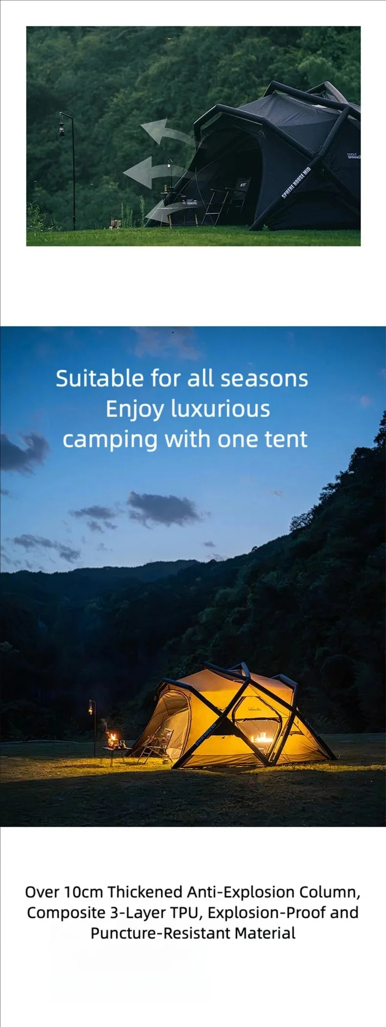 Goout SpringHill Fuxi Inflatable Ball Tent for Outdoor Camping, One-Piece Portable Wild Camping Overnight Rainproof