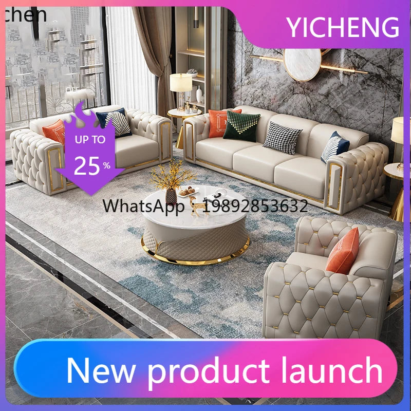 A2-7   new light luxury leather sofa living room combination size modern simple first-layer cowhide sofa