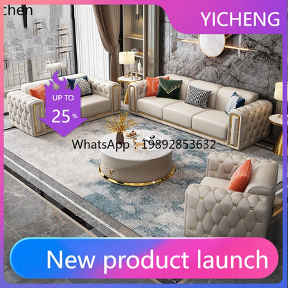 A2-7   new light luxury leather sofa living room combination size modern simple first-layer cowhide sofa