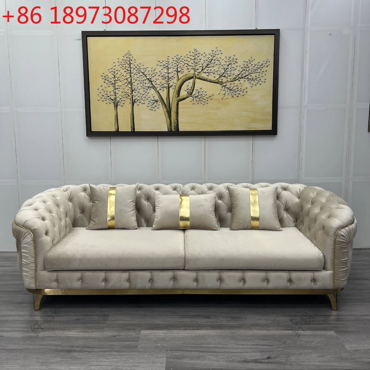 Italian light luxury fabric sofa combination modern minimalist velvet villa furniture