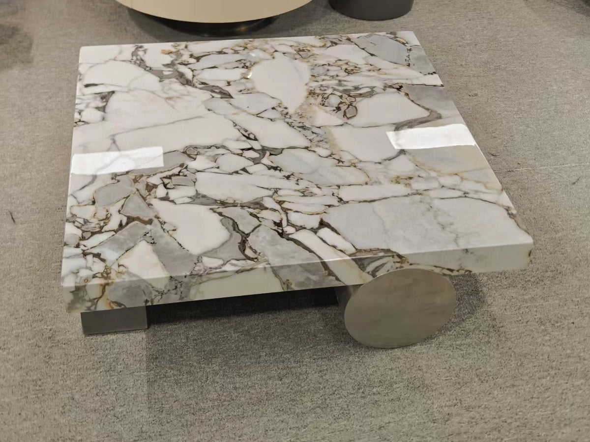 HLZ Modern Minimalist Marble Coffee Table Light Luxury Large and Small Apartment Home Living Room Square Flat Coffee Table