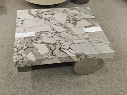 HLZ Modern Minimalist Marble Coffee Table Light Luxury Large and Small Apartment Home Living Room Square Flat Coffee Table