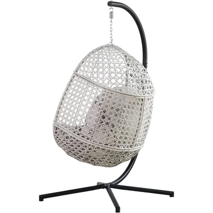 Indoor Outdoor Hammock Egg Chair with Stand Large Hanging Chair Wicker Rattan Swing Chair with Removable Cushion  Capacity