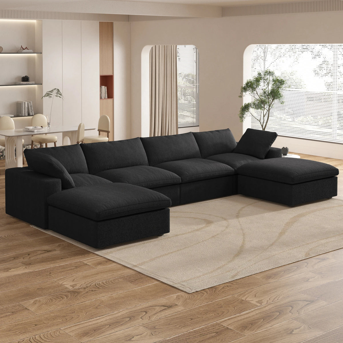 Cloud Modular Sectional Sofa with 2 Storage Ottomans 160.6