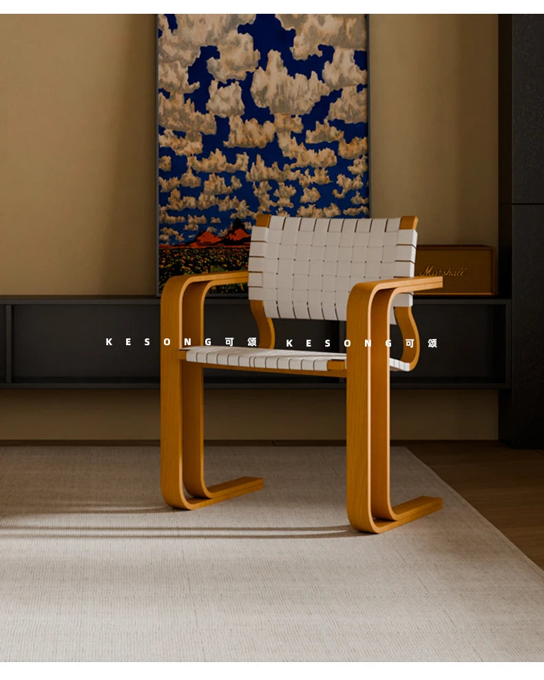 X Woven Vintage Solid Wood Retro Dining Chair Armchair New High-End