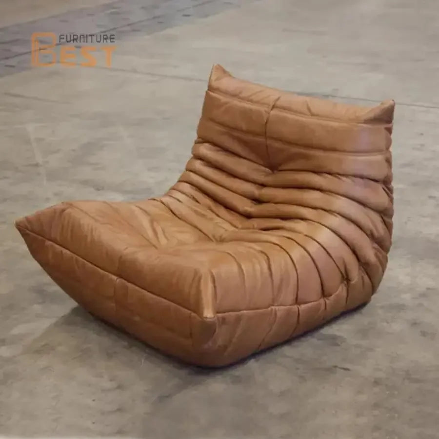 Togo Sofa Nordic designer 3-person oil wax leather sofa Classic living room furniture Caterpillar sofa