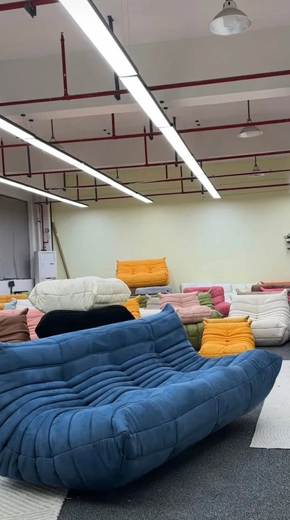 Togo Sofa Nordic designer 3-person oil wax leather sofa Classic living room furniture Caterpillar sofa