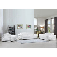 Furniture Usry Top Grain Italian Leather Set with Multi-Position Adjustable Headrests, Elegant Contemporary Design