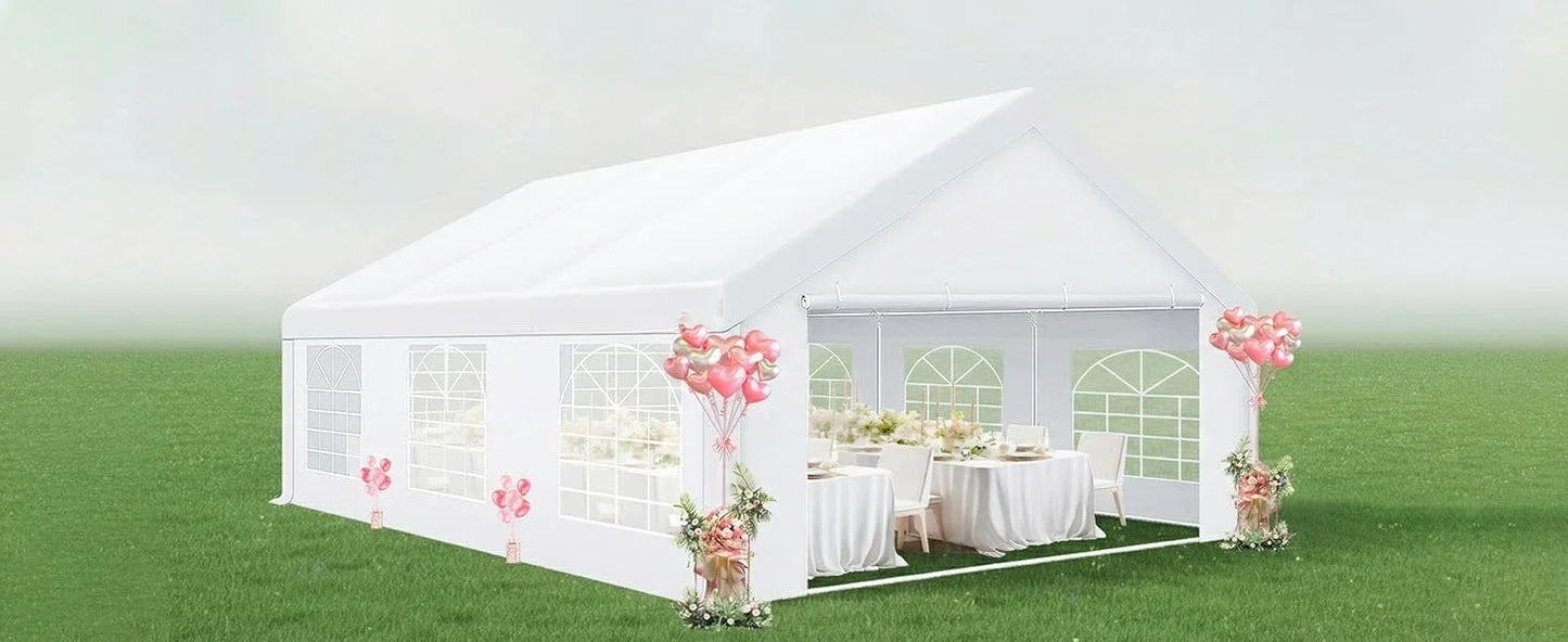 20x20FT Heavy Duty Outdoor Party Tent, 6 Sidewalls & Built-in Sandbags,Waterproof Windproof Canopy Wedding, Camping & Patio