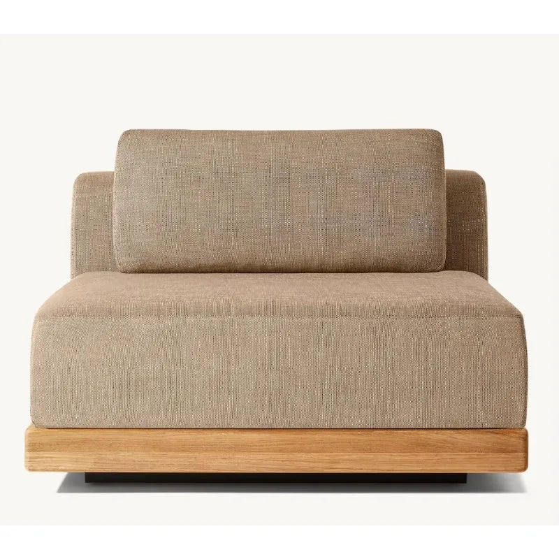 Modern Luxury All Weather Patio Garden Hotel Pool Sofa Set Outdoor Leisure Solid Wood Furniture Teak Modular Sofa L-Sectional