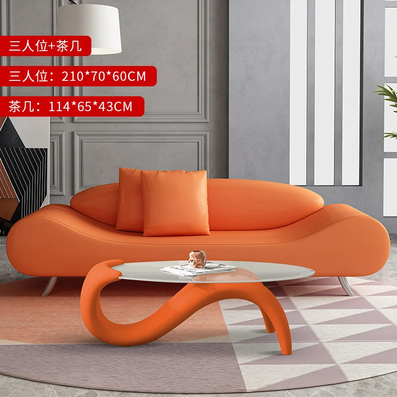 Bedroom sofa small apartment living room two people small orange modern simple beauty salon room personalized creative furniture