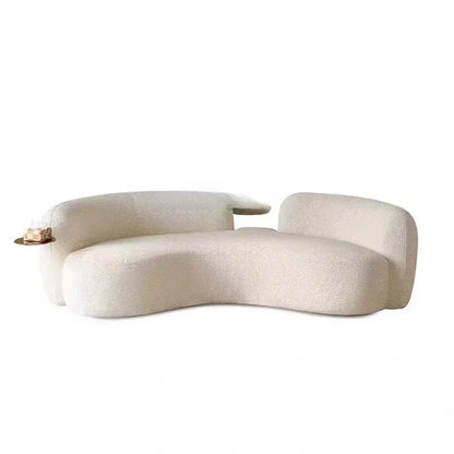 A Italian Minimalist With Curved Living Room, Lamb Velvet Clothing Store, Reception, Pea Sofa, Cream, And Quiet Breeze