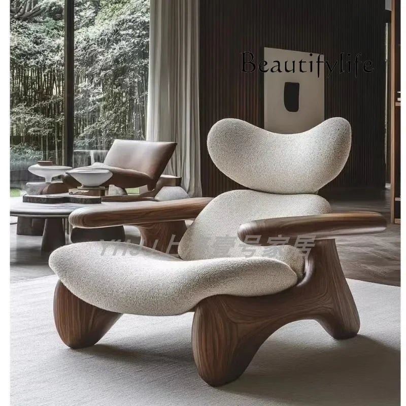 X New Medieval Solid Wood Single Sofa Chair Original Art Model Room Club Exhibition Hall Leisure Chair