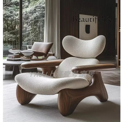 X New Medieval Solid Wood Single Sofa Chair Original Art Model Room Club Exhibition Hall Leisure Chair