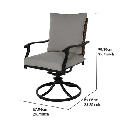 2-Piece Outdoor Dining Chair Set, 2 Leather-Look Wicker 360-Degree Swivel Patio Chair