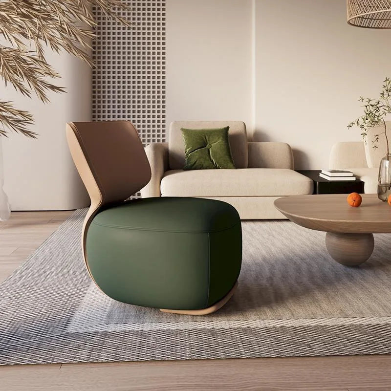Log sofa chair Nordic living room single chair Fabric low stool Balcony casual back chair
