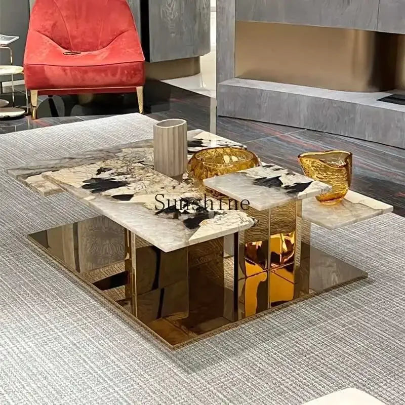 Italian light luxury stone square high-end customized coffee table