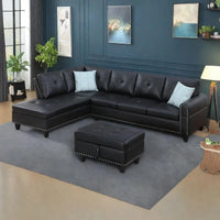 Sectional Couches for Living Room L Shaped Couch 3-Piece Sectional Sofa Set for Living Room and Small Apartment, Classic Black