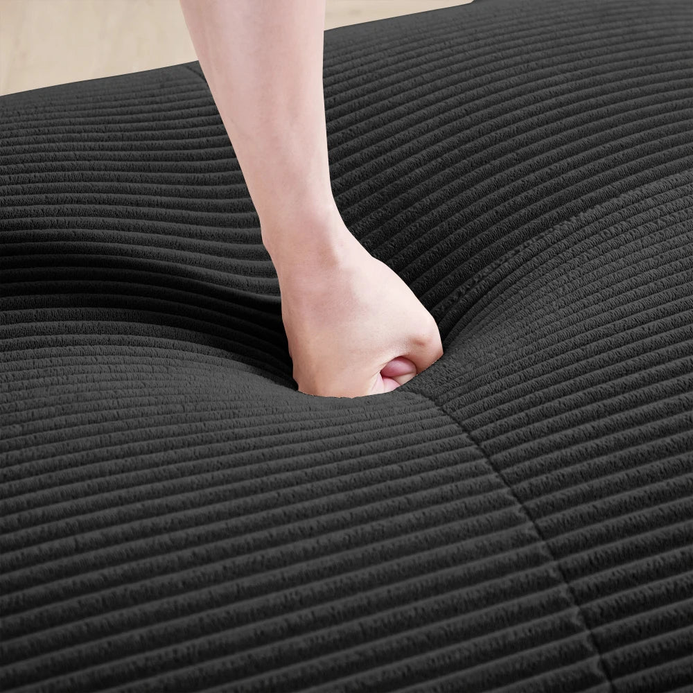 82'' Corner Sofa in Soft Cord Fabric, Modular Combined with Curved Armrests, Without Mounting, Highly Elastic Foam Upholstery