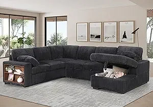 83-inch Pull Out Sleeper Couch Bed, L-Shaped Corner Reversible Sleeper Sectional Sofa Polyester Blend Tufted Upholstered Conver