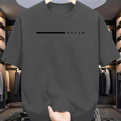 Men's summer fashionable casual loose plus size dreamy letter printed sports round neck short sleeved T-shirt top