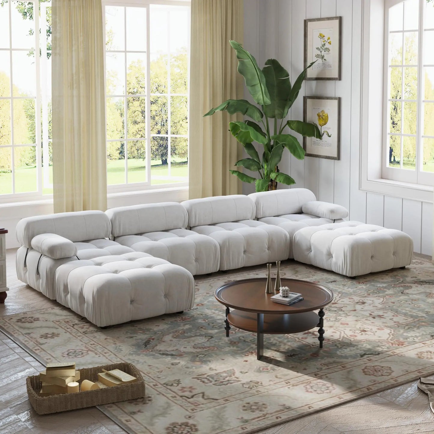 Living Room Furniture Mario Bellini Modern Nordic L Shape 3 4 5 6 7 Seater White Velvet Modular Sectional Sofa Couch Set