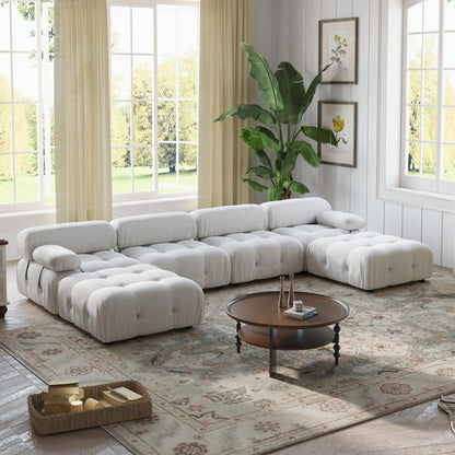 Living Room Furniture Mario Bellini Modern Nordic L Shape 3 4 5 6 7 Seater White Velvet Modular Sectional Sofa Couch Set