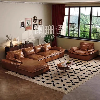 Large Size Leather Living Room Sofas Love Seat Nordic Modern Minimalist Living Room Sofas Relaxing Sillon Cama Trendy Furniture