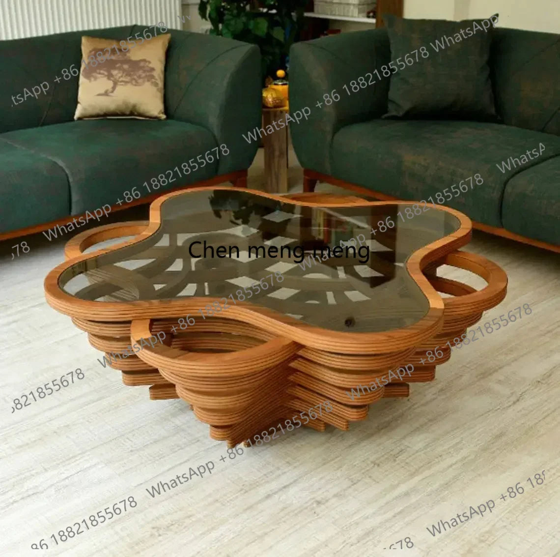 Meubles de salon en noyer naturel, table basse moderne faite à la main, menuiserie, décoration de bord solide