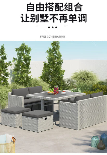 Outdoor rattan tables and chairs balcony rattan sofa courtyard leisure rattan art