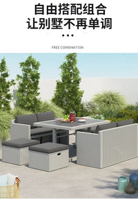 Outdoor rattan tables and chairs balcony rattan sofa courtyard leisure rattan art