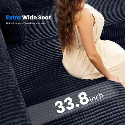 "High Backrest L-Shape Modular Sectional Sofa with Cloud Corduroy, Convertible Chaise for Left or Right Side, Bonel"