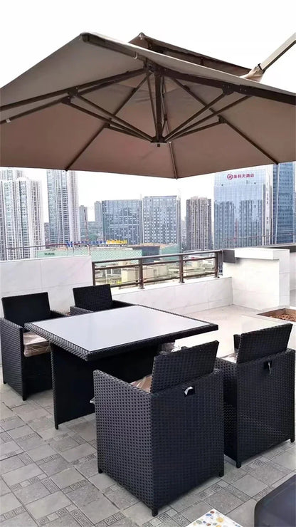 Outdoor Table Chairs Patio Rattan Furniture Set Italian Leisure Open-air Garden Furniture Sets Waterproof and Sun-proof Armchair