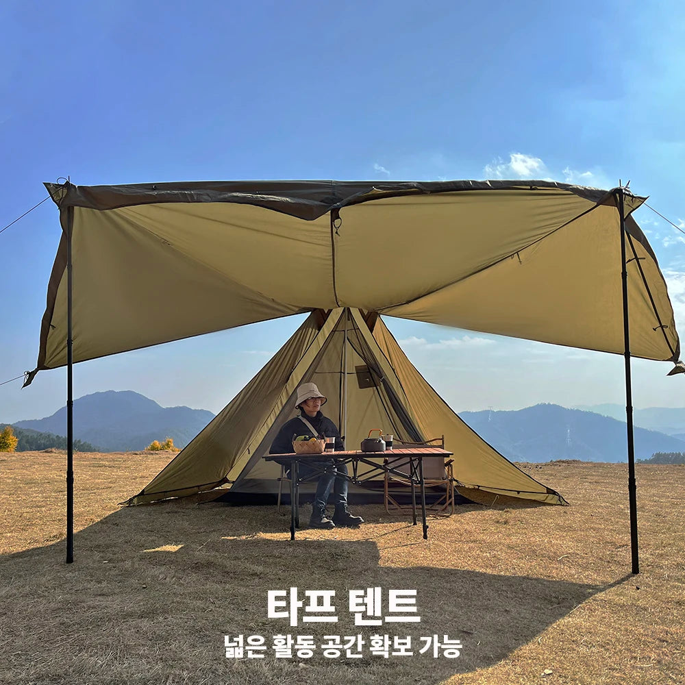 4 Season Hot Tent with Stove Jack Winter Teepee Tent Waterproof Camping Tipi Tent for 2 3 4 Person Outdoor Bushcraft Hiking