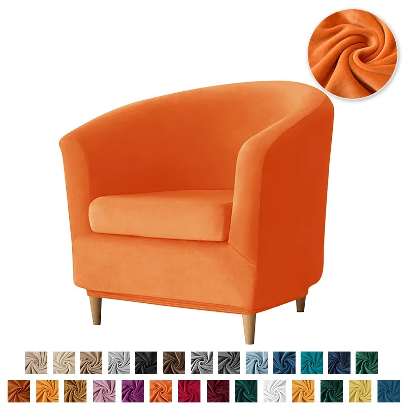 Velvet Tub Cover Chair Jacquard Single Seat Sofa Slipcover 1 Seate Living Room  Furniture Couch Washable Club Armchair Cover