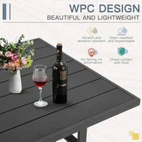 PatioLix Outdoor Patio Furniture Set: 30-Inch Fire Pit Table, Sectional Sofa, Dining Table & Chairs with Ottoman, Light Gray Cushions