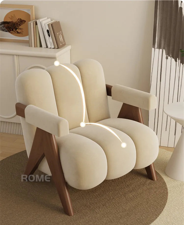 Nordic Wood Living Room Chairs Modern Living Room Sofas Home Balcony Single Leisure Back Armchair Fabric Sofa Chair Furniture