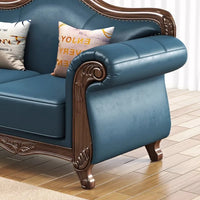 Customizable American Country Vintage Log Leather Sofa