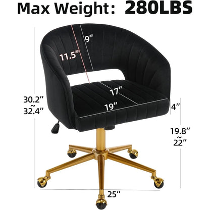 "contemporary velvet desk chairs with adjustable height and swivel base"