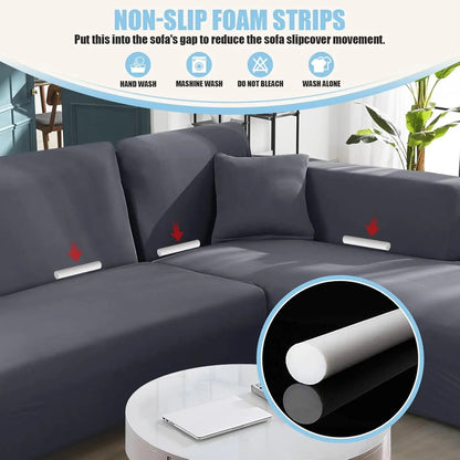 L-Shaped Stretch Sofa Covers, 2-Piece Set with Pillow Covers for Pets and Kids, Light Grey