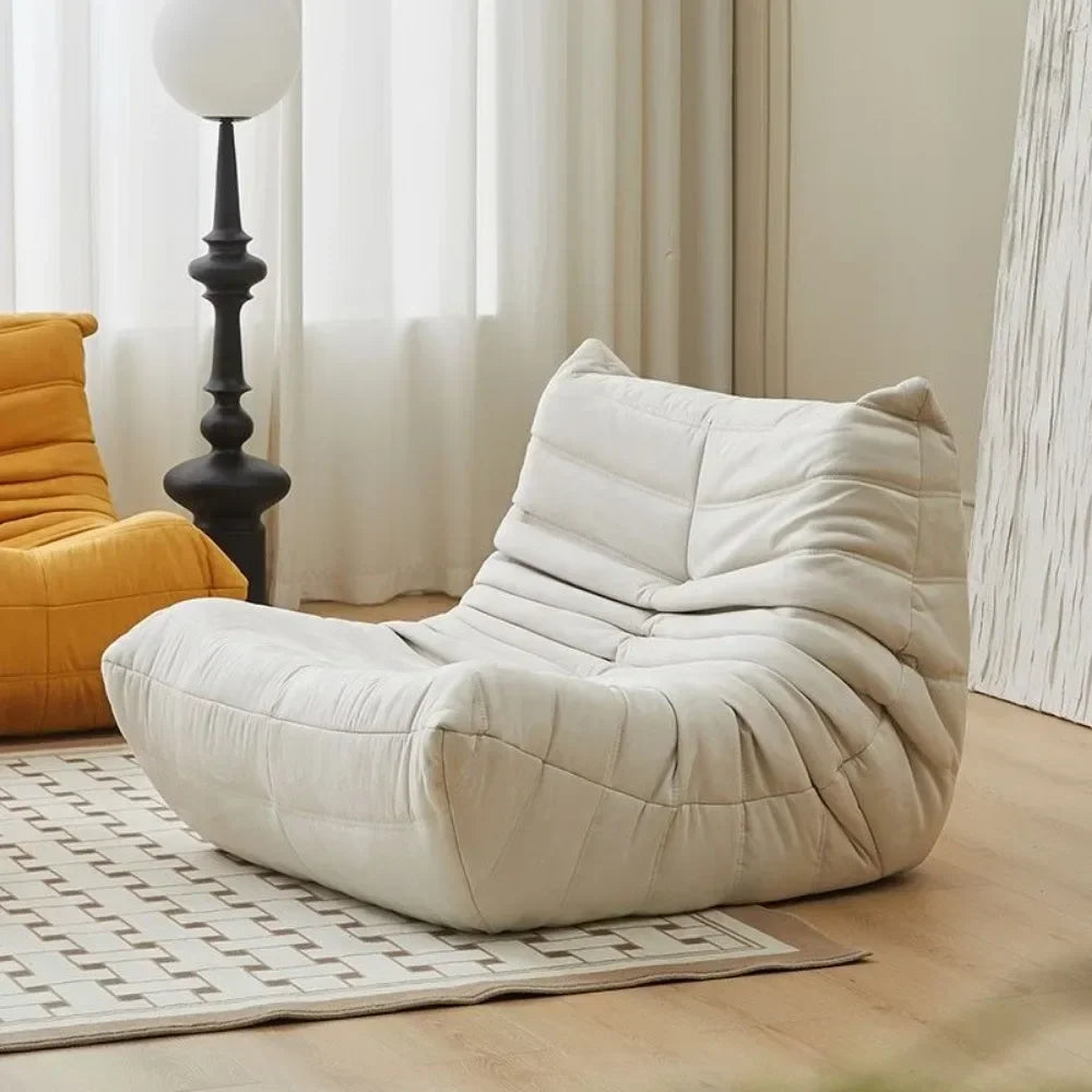 Single sofa living room bedroom lazy fabric leather leisure chair small apartment cream wind
