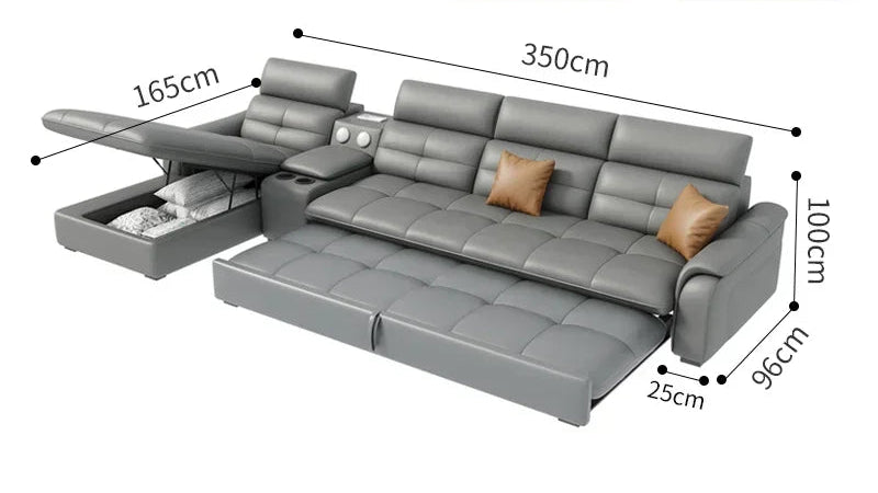 W Reclining Electric Oversize Sofa Genuine Leather Designer Italian Corner Sofa Modern Luxury Divano Letto Living Room Furniture