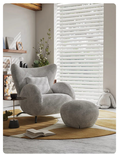 Cream Antelope Single Living Room Sofa Fabric Leisure Chair Middle Antique Lazy Sofa