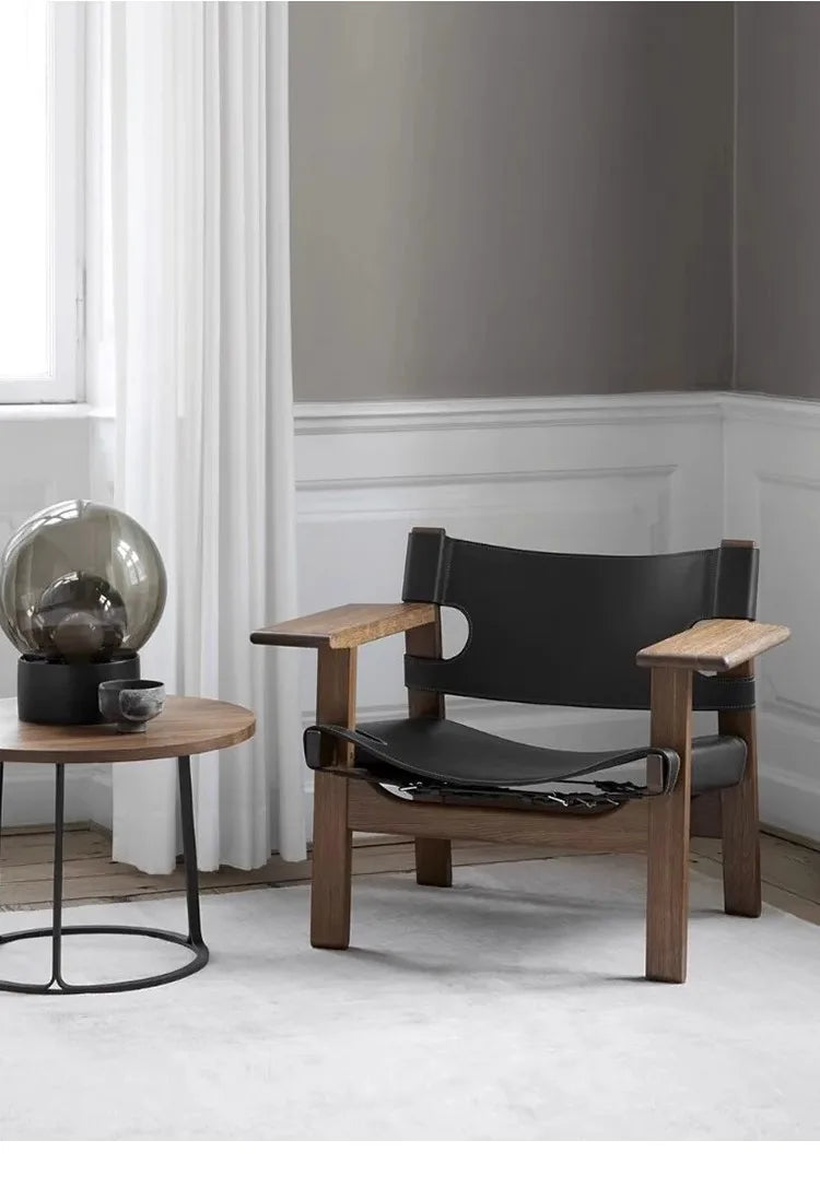 Luxury Modern Solid Wood Sofa Chair Leisure for Living Room Bedroom Lazy Lounge Single Mid century Leather Hotel Unique Design