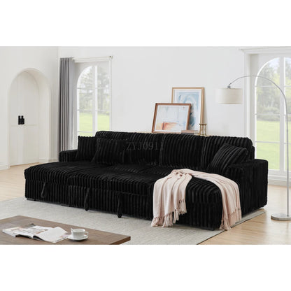 U-chair, 122-in-2 pull-out bed, living room with double storage sectional plush corduroy sofa