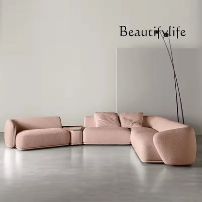 X Modern Sectional Sofa Set Furniture Velvet Fabric Round White Living Room Couch Apartment Modular Semi-circular Sofa
